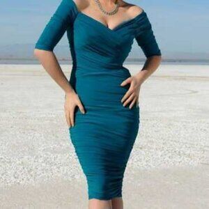 Pin Up Girl Clothing Teal Monica Dress Sz. M--Gently worn